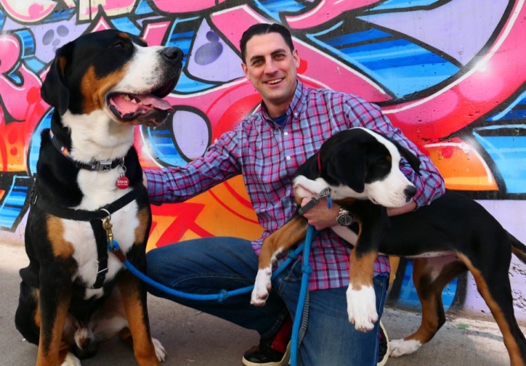 Dr. Matthew Iorio with his dogs in 